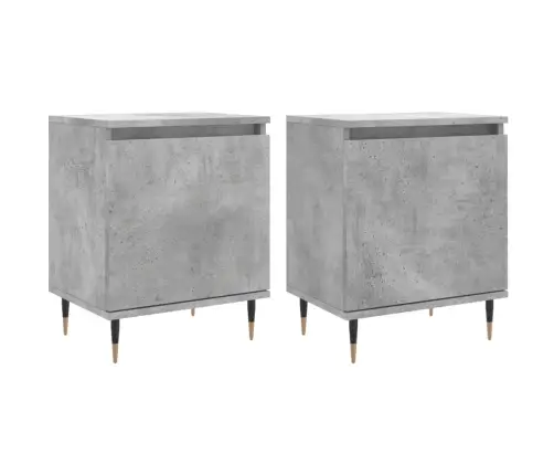 Naktinės Spintelės, 2Vnt., Betono Pilkos, 40X30X50cm Mediena Naktinės Spintelės, 2Vnt., Betono Pilkos, 40X30X50cm Mediena