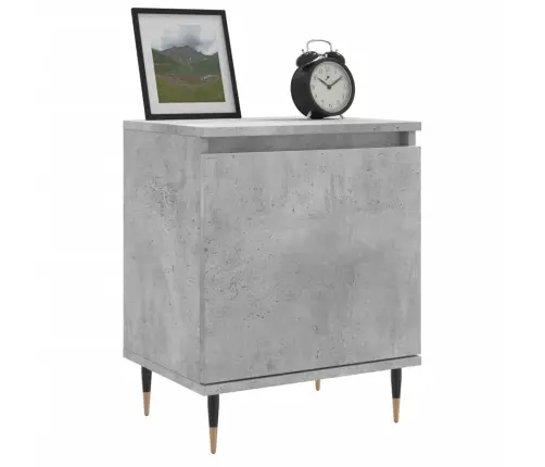 Naktinės Spintelės, 2Vnt., Betono Pilkos, 40X30X50cm Mediena Naktinės Spintelės, 2Vnt., Betono Pilkos, 40X30X50cm Mediena