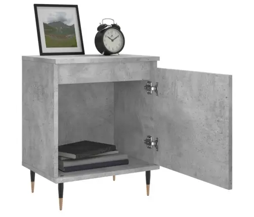 Naktinės Spintelės, 2Vnt., Betono Pilkos, 40X30X50cm Mediena Naktinės Spintelės, 2Vnt., Betono Pilkos, 40X30X50cm Mediena