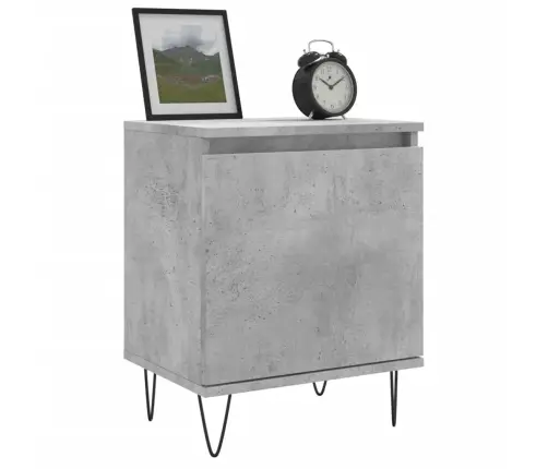 Naktinės Spintelės, 2Vnt., Betono Pilkos, 40X30X50cm Mediena