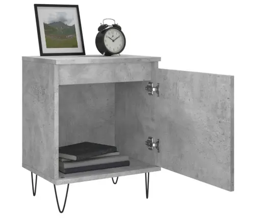 Naktinės Spintelės, 2Vnt., Betono Pilkos, 40X30X50cm Mediena