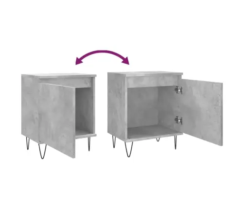 Naktinės Spintelės, 2Vnt., Betono Pilkos, 40X30X50cm Mediena