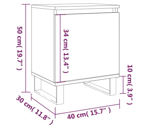 Naktinės Spintelės, 2Vnt., Ąžuolo, 40X30X50cm Apdirbta Mediena