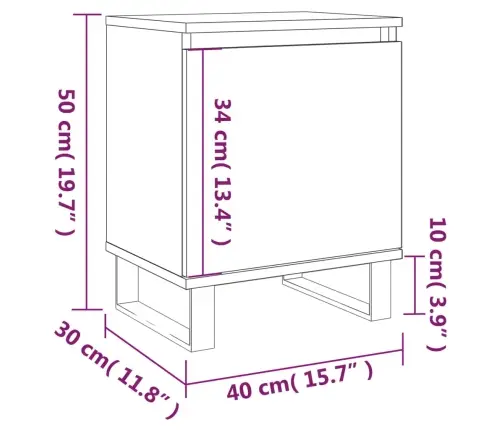Naktsskapīši, Pelēki, 2 Gab., 40X30X50 Cm, Inženierijas Koks Vidaxl