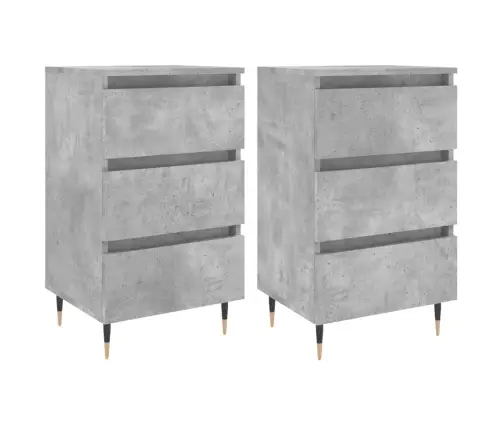Naktinės Spintelės, 2Vnt., Betono Pilkos, 40X35X69cm Mediena