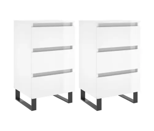 Naktinės Spintelės, 2Vnt., Baltos, 40X35X69cm Mediena