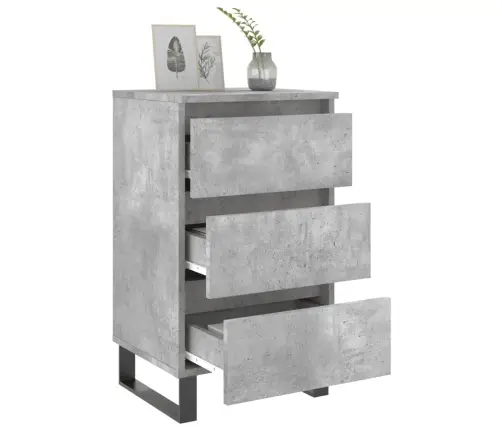 Naktinės Spintelės, 2Vnt., Betono Pilkos, 40X35X69cm Mediena