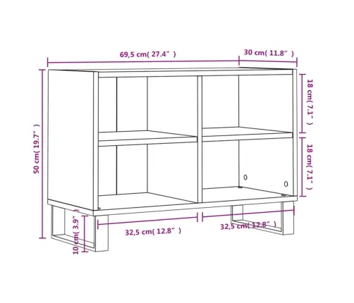 Televizoriaus Spintelė, Pilka Ąžuolo, 69,5X30X50cm Mediena