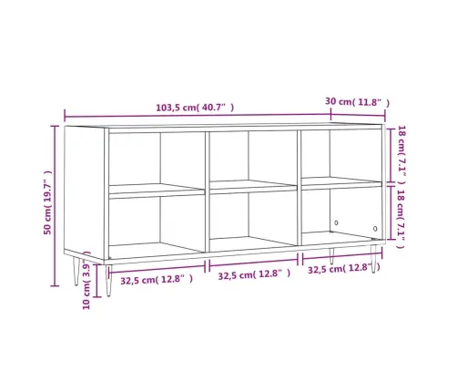 Tv Skapītis, Pelēka Ozolkoka, 103,5X30X50 Cm, Inženierijas Koks Vidaxl