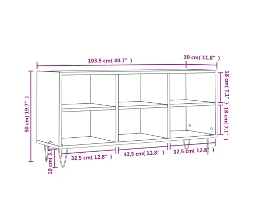 Televizoriaus Spintelė, Pilka Ąžuolo, 103,5X30X50cm Mediena