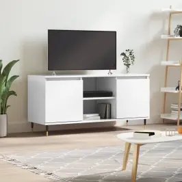 Tv Skapītis, Spīdīgi Balts, 104X35X50 Cm, Inženierijas Koks Vidaxl