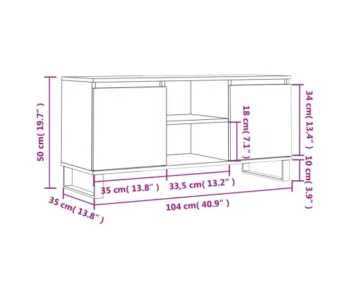Telerikapp, Suitsutatud Tamm, 104 X 35 X 50 cm Tehispuit