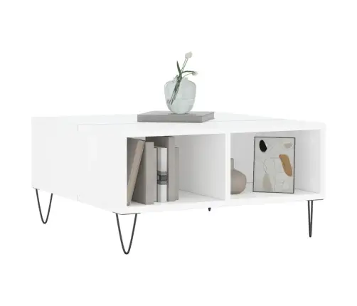 Kohvilaud, Kõrgläikega Valge, 60 X 60 X 30 cm Tehispuit