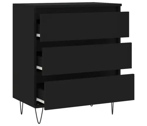 Šoninė Spintelė, Juodos Spalvos, 60X35X70cm Apdirbta Mediena