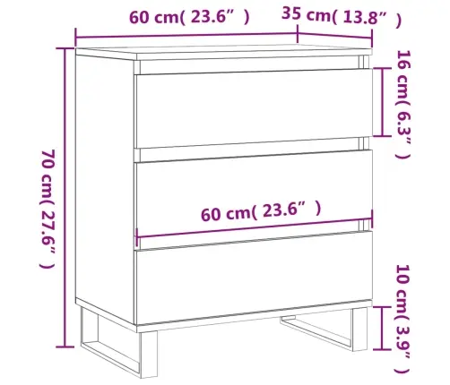 Kumode, Pelēka Ozolkoka, 60X35X70 Cm, Inženierijas Koks Vidaxl Kumode, Pelēka Ozolkoka, 60X35X70 Cm, Inženierijas Koks Vidaxl