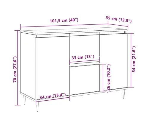 Puhvetkapp, Must, 101,5 X 35 X 70 cm Tehispuit