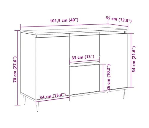 Kumode, Betona Pelēka, 104X35X70 Cm, Inženierijas Koks Vidaxl