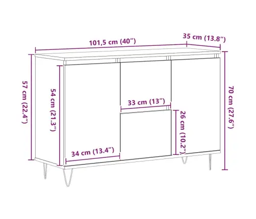 Puhvetkapp, Must, 101,5 X 35 X 70 cm Tehispuit