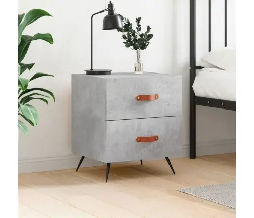 Naktsskapītis, Betona Pelēks, 40X35X47,5 Cm, Inženierijas Koks Vidaxl