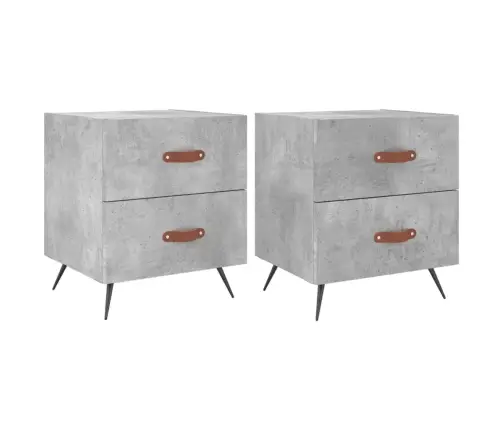 Naktinės Spintelės, 2Vnt., Betono Pilkos, 40X35X47,5cm Mediena