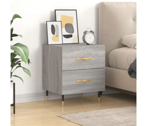 Naktsskapītis, Pelēks, 40X35X47,5 Cm, Inženierijas Koks Vidaxl