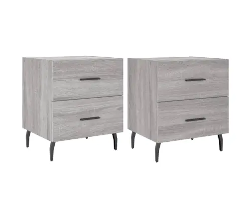 Naktsskapīši, 2 Gab., Pelēki, 40X35X47,5 Cm, Inženierijas Koks Vidaxl