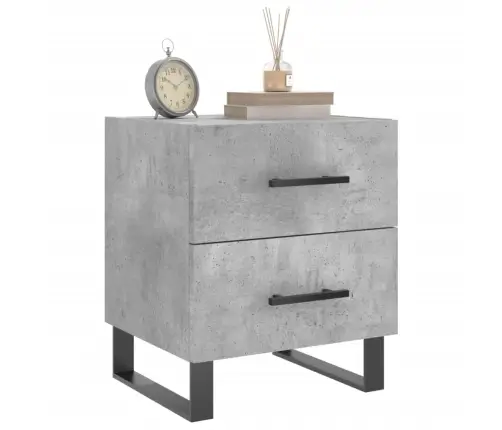 Naktsskapītis, Betona Pelēks, 40X35X47,5 Cm, Inženierijas Koks Vidaxl