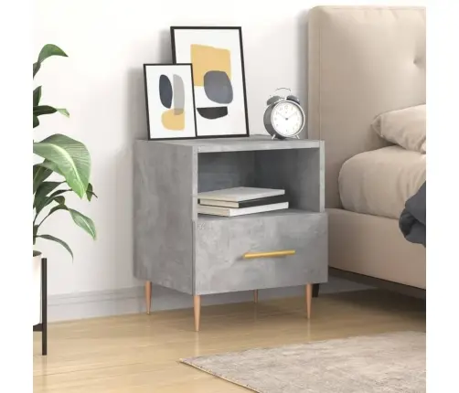 Naktsskapītis, Betona Pelēks, 40X35X47,5 Cm, Inženierijas Koks Vidaxl