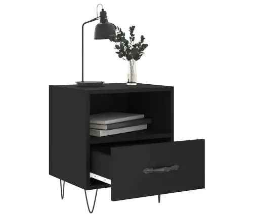 Naktinės Spintelės, 2Vnt., Juodos, 40X35X47,5cm Mediena