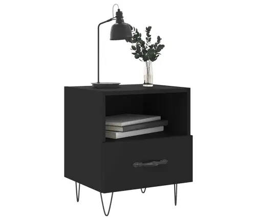 Naktinės Spintelės, 2Vnt., Juodos, 40X35X47,5cm Mediena