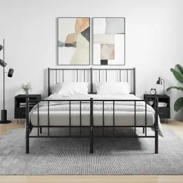 Naktsskapīši, 2 Gab., Melni, 40X35X47,5 Cm, Inženierijas Koks Vidaxl