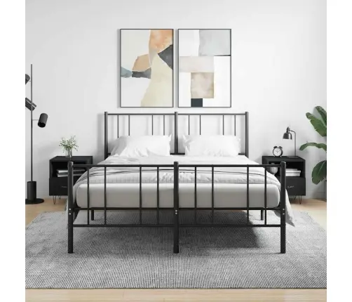 Naktinės Spintelės, 2Vnt., Juodos, 40X35X47,5cm Mediena