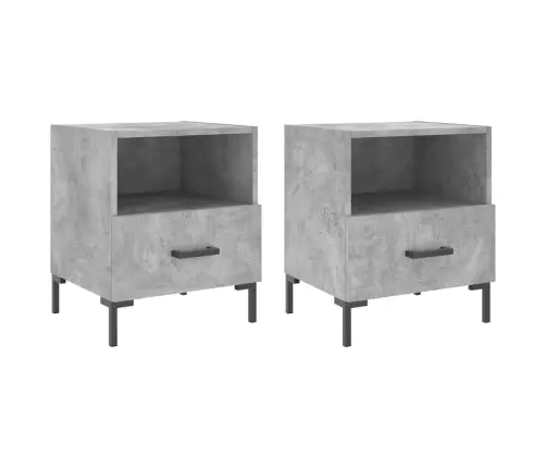 Naktinės Spintelės, 2Vnt., Betono Pilkos, 40X35X47,5cm Mediena