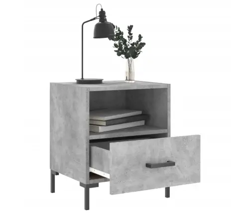Naktinės Spintelės, 2Vnt., Betono Pilkos, 40X35X47,5cm Mediena