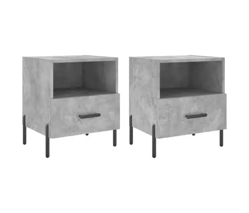Naktinės Spintelės, 2Vnt., Betono Pilkos, 40X35X47,5cm Mediena
