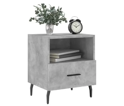 Naktinės Spintelės, 2Vnt., Betono Pilkos, 40X35X47,5cm Mediena