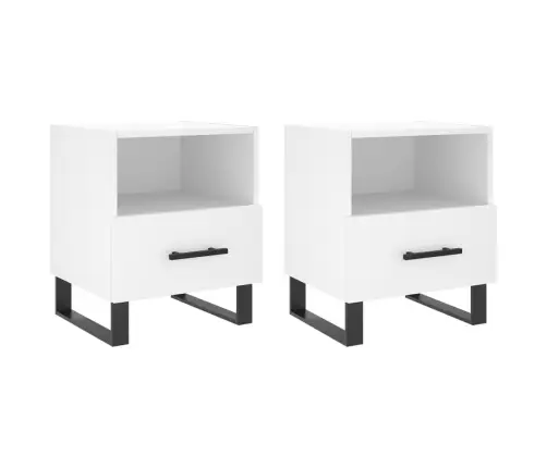 Naktinės Spintelės, 2Vnt., Baltos, 40X35X47,5cm Mediena Naktinės Spintelės, 2Vnt., Baltos, 40X35X47,5cm Mediena