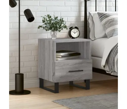 Naktsskapītis, Pelēks, 40X35X47,5 Cm, Inženierijas Koks Vidaxl