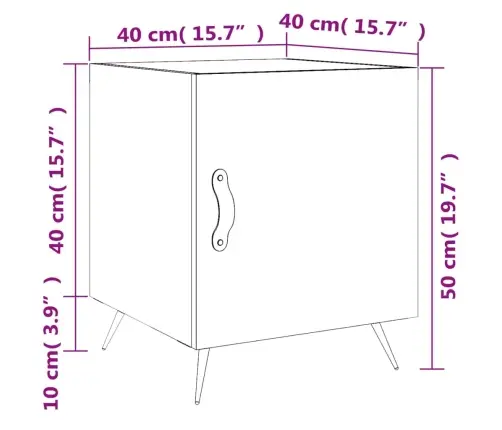 Naktsskapītis, Betona Pelēks, 40X40X50 Cm, Inženierijas Koks Vidaxl