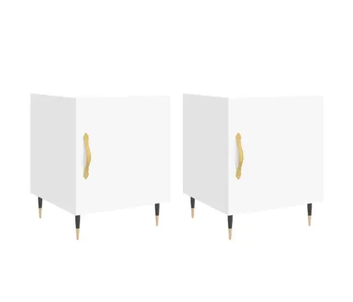 Naktinės Spintelės, 2Vnt., Baltos, 40X40X50cm Apdirbta Mediena