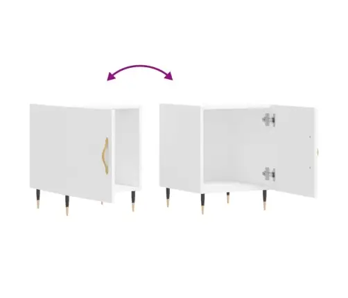 Naktinės Spintelės, 2Vnt., Baltos, 40X40X50cm Apdirbta Mediena