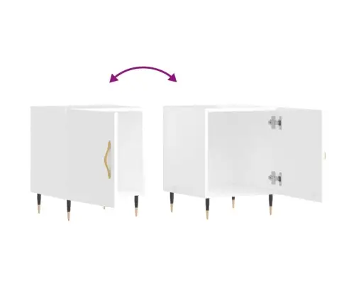 Naktinės Spintelės, 2Vnt., Baltos, 40X40X50cm Apdirbta Mediena