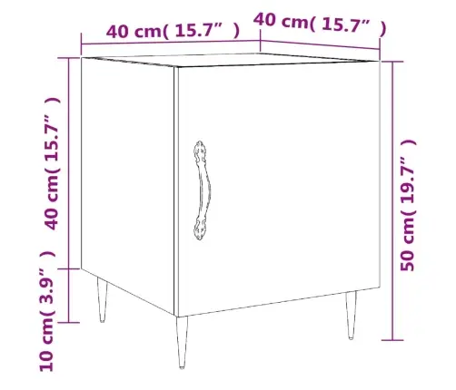 Naktsskapīši, 2 Gab., Pelēki, 40X40X50 Cm, Inženierijas Koks Vidaxl