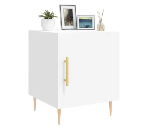 Naktinė Spintelė, Baltos Spalvos, 40X40X50cm Apdirbta Mediena Naktinė Spintelė, Baltos Spalvos, 40X40X50cm Apdirbta Mediena