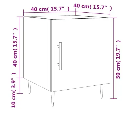 Naktsskapītis, Pelēcīga Ozola, 40X40X50 Cm, Inženierijas Koks Vidaxl