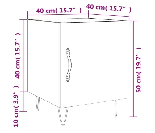 Naktsgaldiņš, Melns, 40X40X50 Cm, Inženierijas Koks Vidaxl