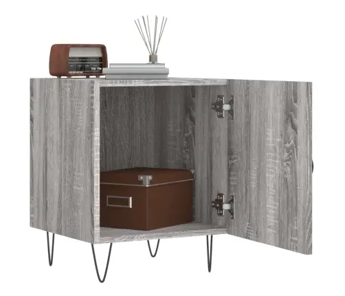 Naktinė Spintelė, Pilka Ąžuolo, 40X40X50cm Apdirbta Mediena