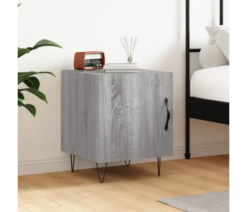 Naktinė Spintelė, Pilka Ąžuolo, 40X40X50cm Apdirbta Mediena