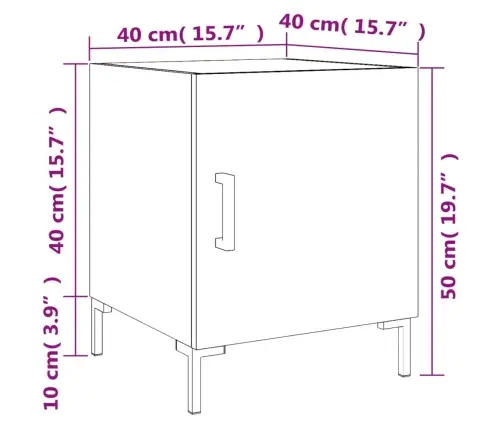 Naktinė Spintelė, Baltos Spalvos, 40X40X50cm Apdirbta Mediena