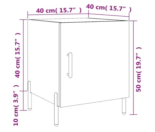 Naktsskapītis, Ozolkoka Krāsa, 40X40X50 Cm, Inženierijas Koks Vidaxl